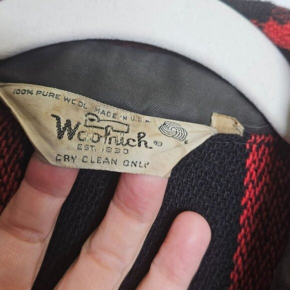 Woolrich Vintage 90s Red Buffalo Plaid Wool Barn Coat Chore Jacket Cabincore L - Picture 3 of 16